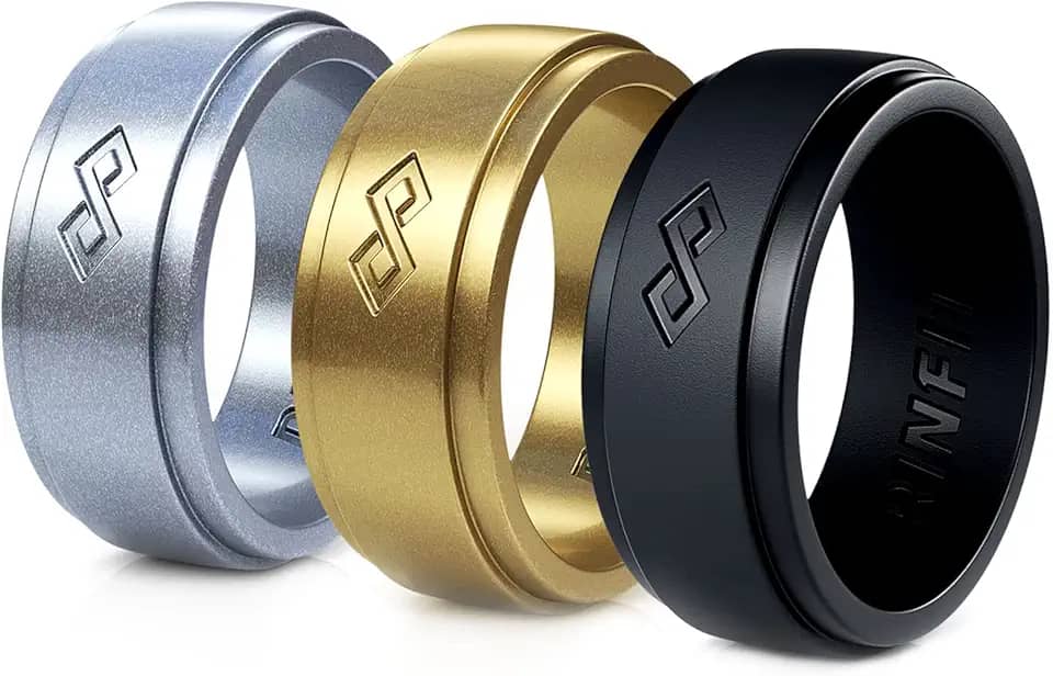 Alianças de casamento de silicone para mulheres e homens - conjuntos de alianças de casamento de silicone para ele e ela - Anéis de casamento de borracha - patente de design