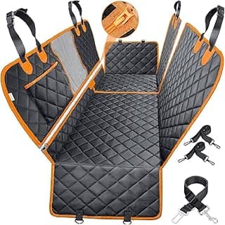 Capa para Pet. Protetora De Banco Traseiro De Carro, Impermeável. Proteção para Bancos dos veículos, Cães e Gatos. Com alças, Zíper, Estojo e Presilhas. Resistente a Riscos e Manchas. Premium. Laranja