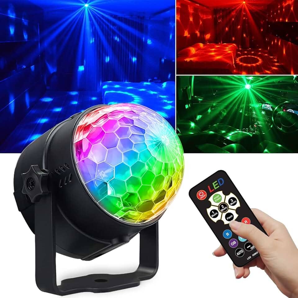 Aimeizi Luz de bola de discoteca, luzes de decoração de festa de halloween, usb led mini som ativado dj dança palco luz colorida rgb lâmpada estroboscópica para sala de casa dança karaokê na