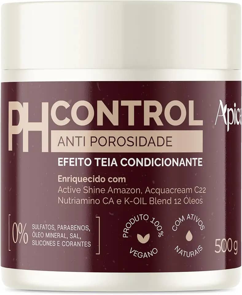 Ápice Tratamento Anti Porosidade pH Control | Máscara Acidificante com Efeito Teia, Restauração e Brilho para Todas as Curvaturas | 500g