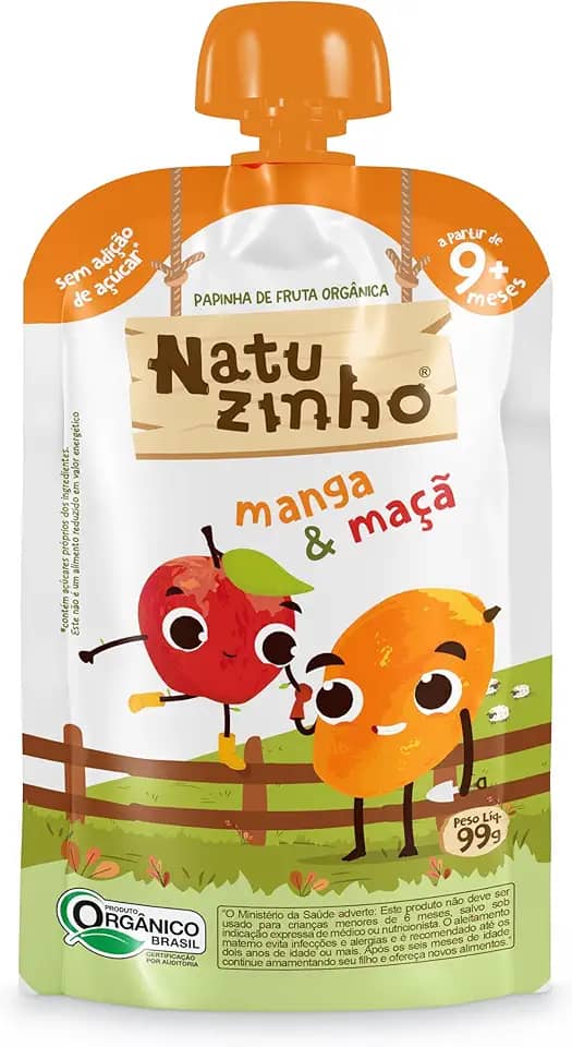 Papinha Orgânica Natuzinho Manga e Maçã 100g - Sem Conservantes Bebê