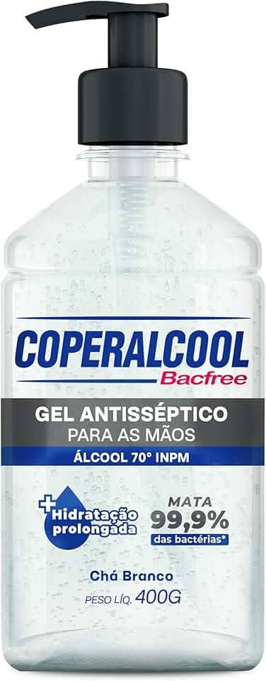 Coperalcool Bacfree Álcool Gel Higienizador de Mãos 70°INPM 400g Chá Branco