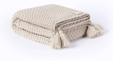 Peseira Manta Pompom Sofá Sala Cama Solteiro Trico 150x60cm Istambul