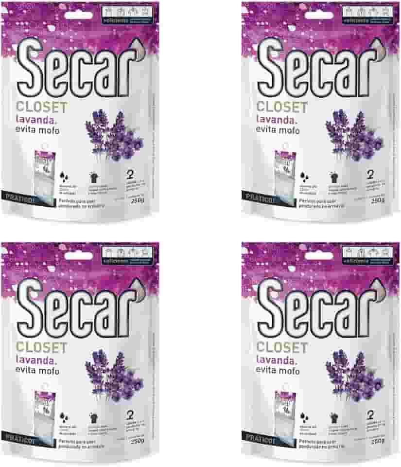 Kit 4 Unid Evita Mofo Desumidificador Anti Mofo Closet Pendurável 250g Lavanda