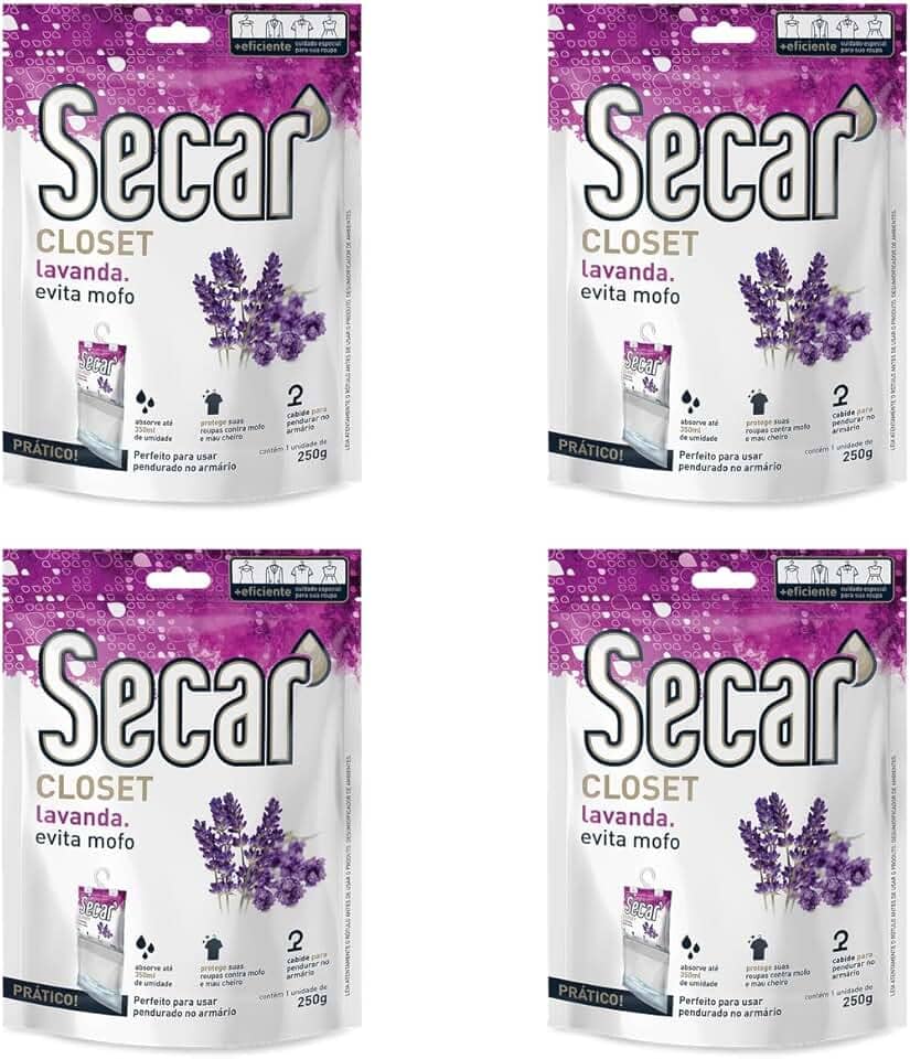Kit 4 Unid Evita Mofo Desumidificador Anti Mofo Closet Pendurável 250g Lavanda