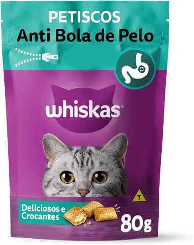 whiskas Petisco Whiskas Temptations Anti Bola De Pelo Para Gatos Adultos 80 G