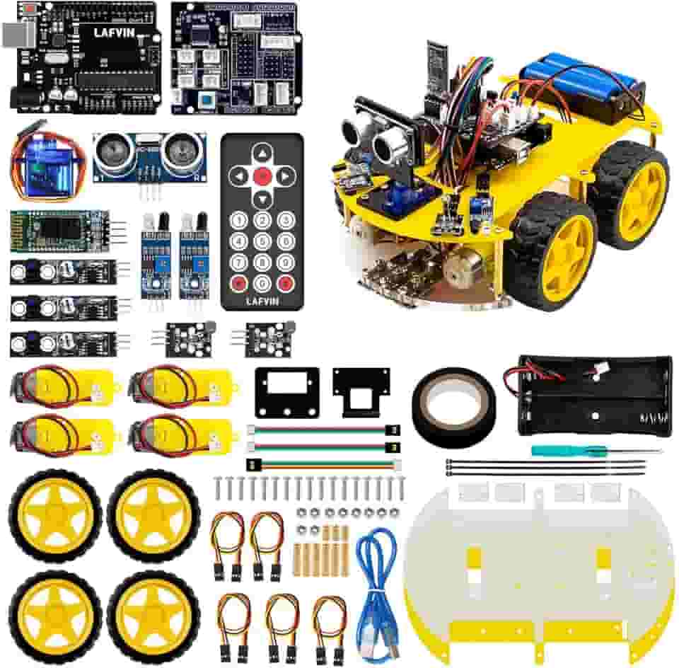 LAFVIN Kit de carro multi-robô 4WD atualizado V2.0 Robô STEM / robô de programação gráfica compatível com Arduino IDE com tutorial