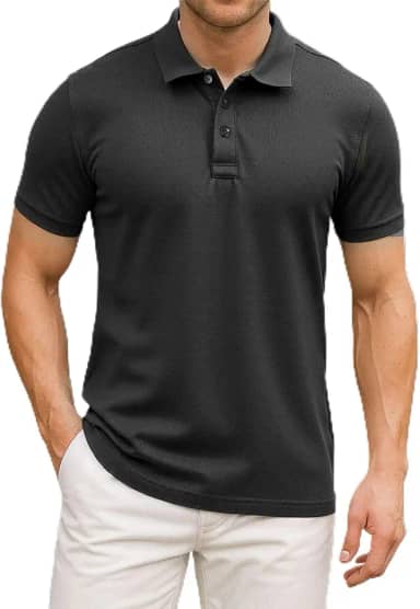 Camisa polo masculina clássica manga curta com botão