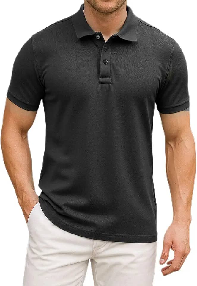 Camisa polo masculina clássica manga curta com botão