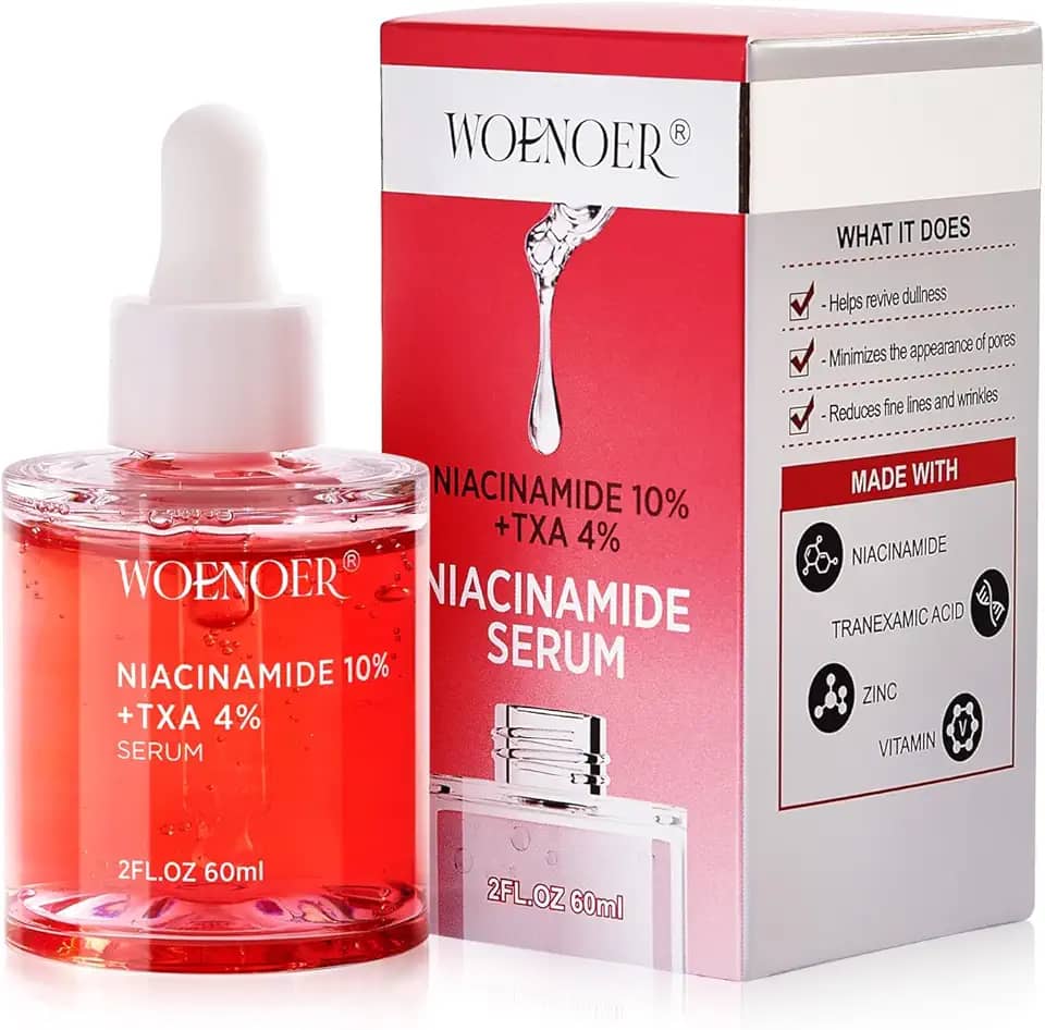 Soro de niacinamida 10% + 4% ácido Txa Face – Minimiza os poros, hidrata a pele, fórmula antienvelhecimento para pele opaca e linhas finas – Sem fragrância, efeito de vidro coreano na pele,