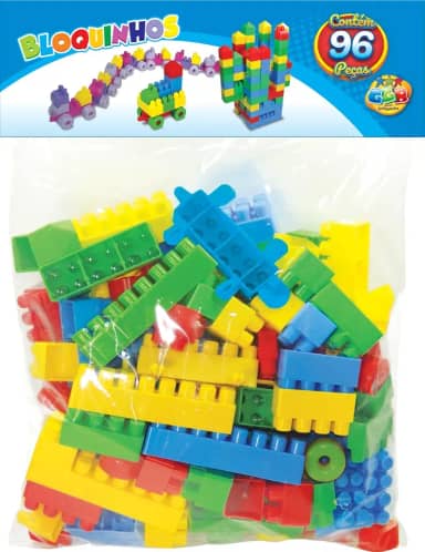 GGB Plast, 332, Blocos De Montar 96 peças educativos didático infantil