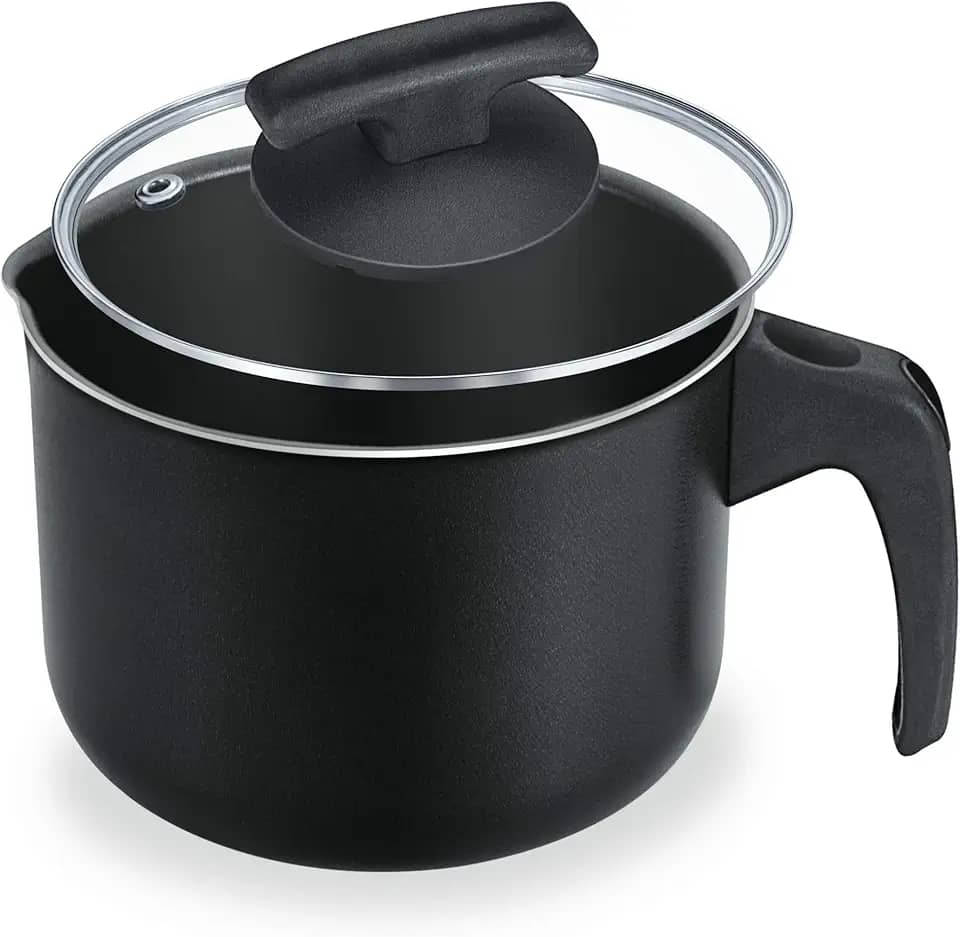 Leiteira 14 com Tampa Vidro Alumínio Fortaleza Preto