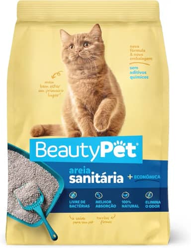 Areia Beauty Pet para gatos 4kg, BAW WAW, Bege