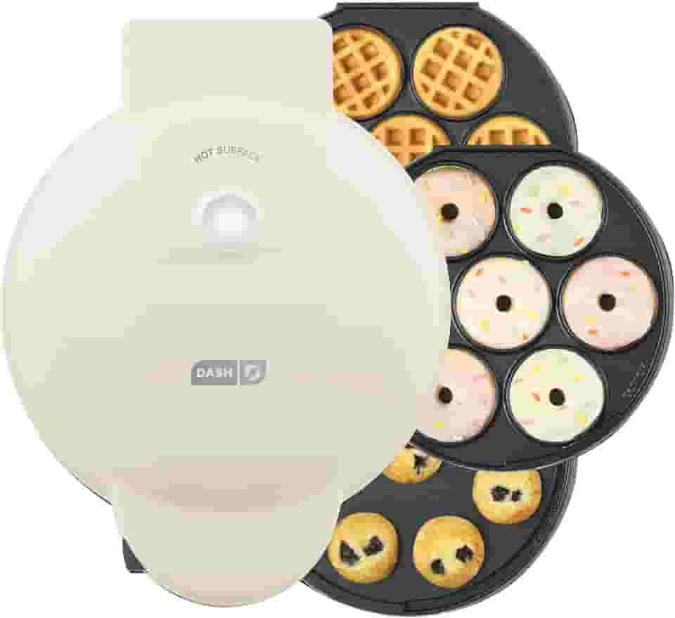 DASH MultiMaker Mini Donuts Waffle Snacks Mini Muffin Candy Making System Creme