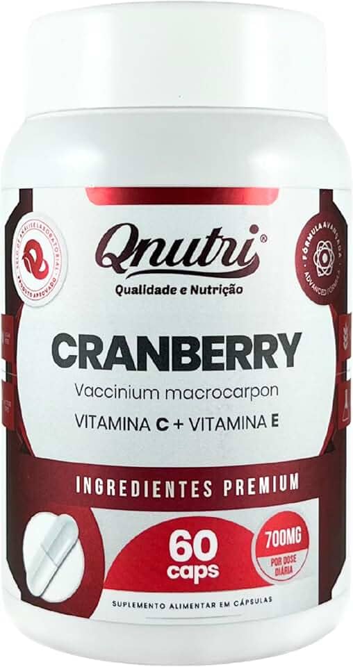 Cranberry 700mg 60 Cápsulas Suplemento Natural Sem Glúten Produto em Cápsulas Qnutri