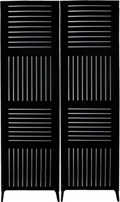 2 Biombo Pintado Divisoria Separador de Ambiente MDF Com Pés Preto ou Branco (Horizontal Vertical, Preto)