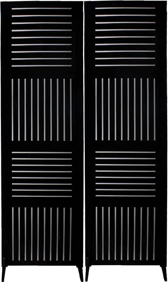 2 Biombo Pintado Divisoria Separador de Ambiente MDF Com Pés Preto ou Branco (Horizontal Vertical, Preto)