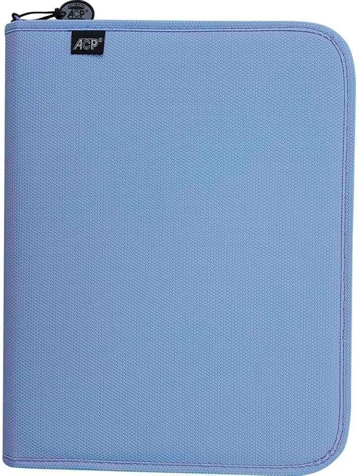 Fichário Escolar, Sweet, com Zíper, Azul, com Estojo e Divisórias, 96 Folhas, ACP