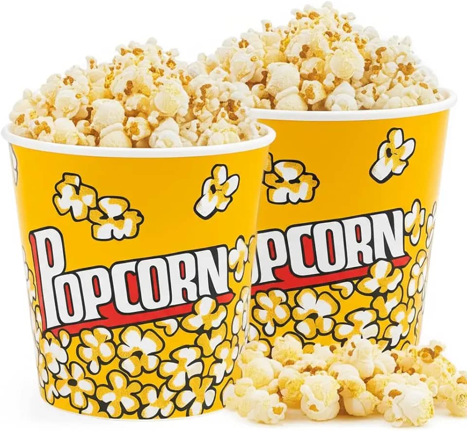 Balde de Pipoca Vasilha Pote Plástico Copo Estampado Popcorn 17,5x17,5cm 2,4 Litros - 2 Unidades