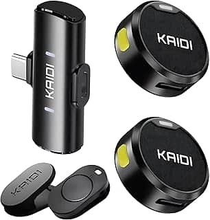 Kit com 2 Microfones de Lapela Sem Fio com Redução de Ruído – Compatível com iPhone 15/16, Android e USB Tipo C – Ideal para Gravação, Entrevistas, Podcast, YouTube e TikTok – Compacto e Portátil