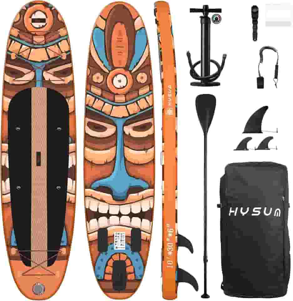 HYSUM Prancha De Stand Up Paddle Inflável, Pranchas De Remo Ultraleves 10'X30 X6 Para Todos Os Níveis De Habilidade Com Acessórios Sup, Remo, Barbatanas, Trela, Bomba De Ação Dupla, Mochila, Bolsa À P