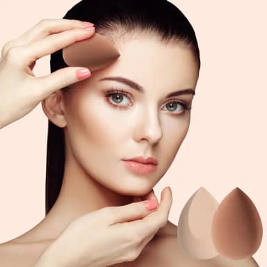 Conjunto de 2 esponjas de maquiagem, liquidificador de beleza impecável para líquido, multicolorido, esponjas de maquiagem, ferramentas de maquiagem facial (café, damasco)