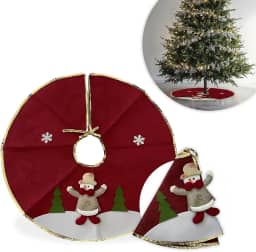 Saia para Árvore de Natal Decorada Vermelha Boneco de Neve Ski 60cm - Rio Master