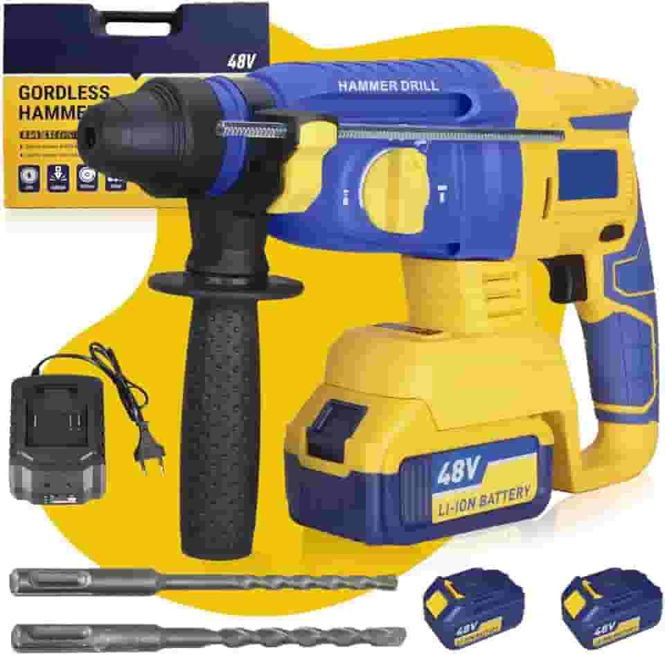 Martelete Rompedor Perfurador 5000bpm 48v 2 Baterias 4000 mAh