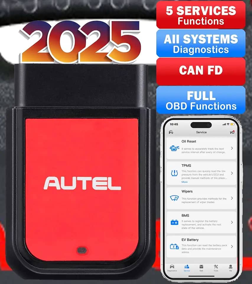 Autel OBD2 Scanner Autel MaxiAP AP2500 Leitor de código Bluetooth Reset de óleo TPMS BMS Reset código para todo o sistema de leitura/transparente 45+ marcas de carros funcionam com Android/iOS Upgrade