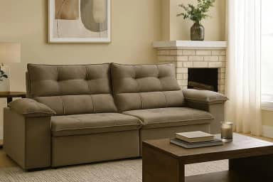 Sofá 4 Lugares Reclinável e Retrátil Ingrid Veludo Aconchegante