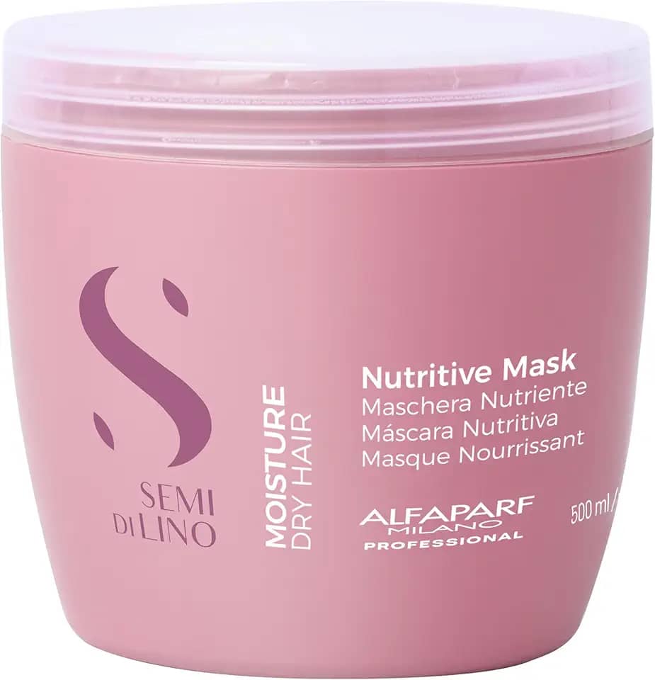 Alfaparf Milano Semi di Lino Moisture Máscara – Hidrata, nutre e amacia – Sem sulfato - Para cabelos secos – Seguro em cabelos coloridos - Qualidade profissional de salão 500ml
