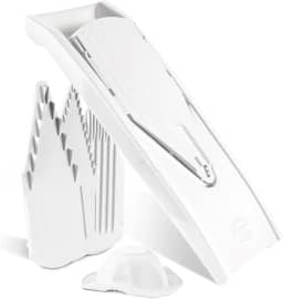 Börner Reston Lloyd Mandoline Slicer V1 (conjunto iniciante) • Cortador em V com 5 configurações de espessura e suporte de alimentos • Fatiador de cozinha ajustável para legumes e frutas • Cor: Branco