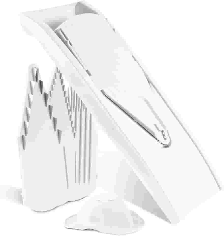 Börner Reston Lloyd Mandoline Slicer V1 (conjunto iniciante) • Cortador em V com 5 configurações de espessura e suporte de alimentos • Fatiador de cozinha ajustável para legumes e frutas • Cor: Branco