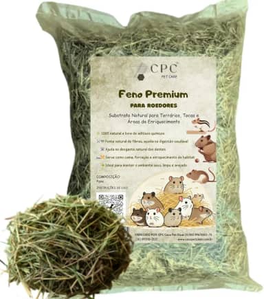 Feno Premium Para Terrario e Roedores CPC Pet Care (1 Kg)