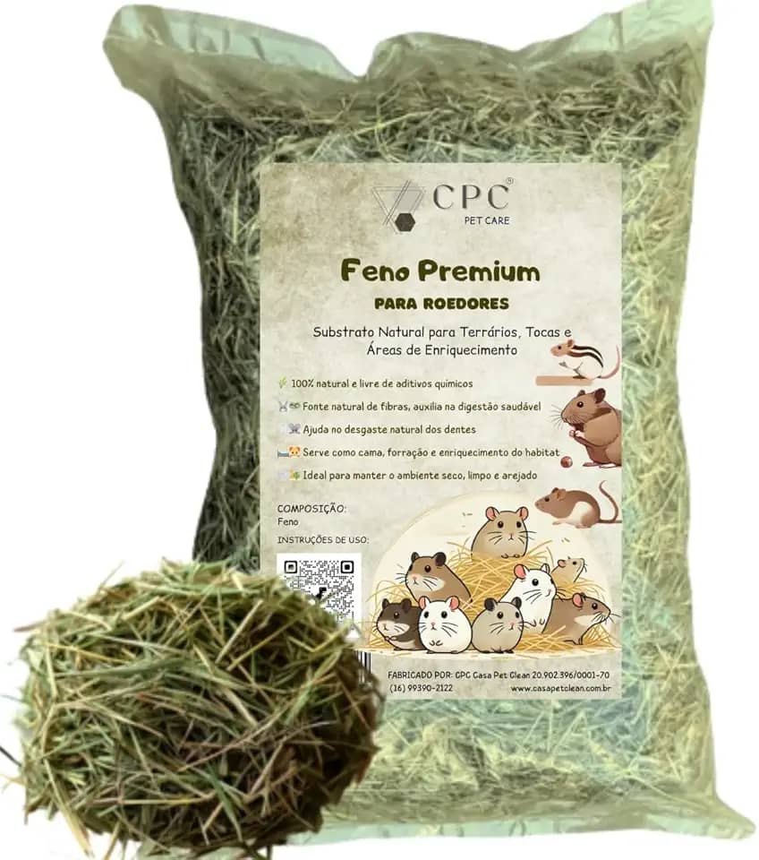Feno Premium Para Terrario e Roedores CPC Pet Care (1 Kg)