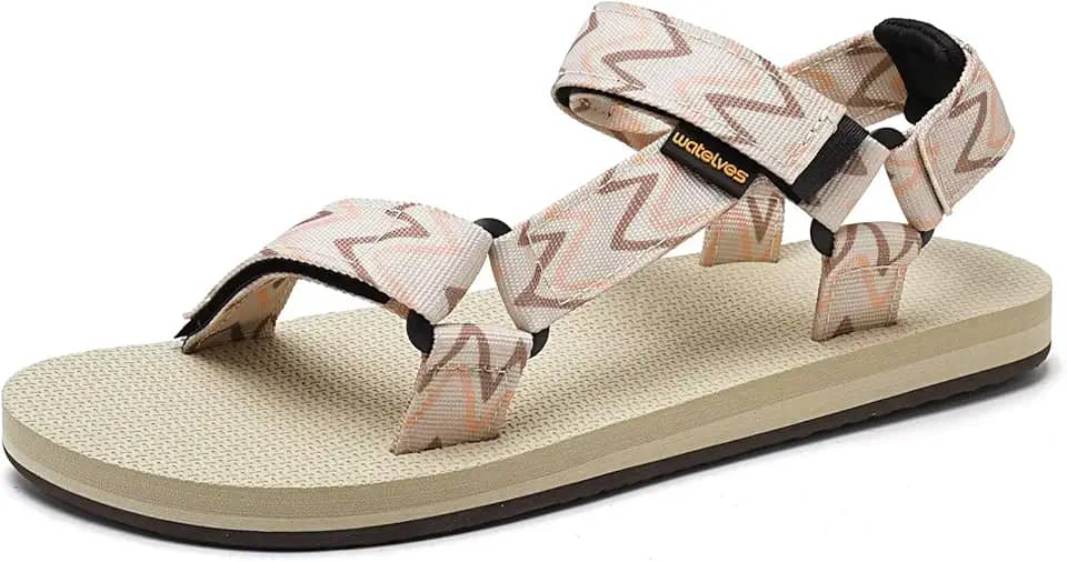 Sandálias esportivas femininas para caminhadas ao ar livre com suporte de arco confortável com teias aquáticas de praia para viagens, caminhadas, caminhadas