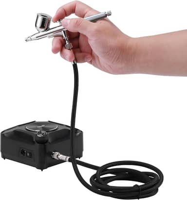 Poderoso kit de aerógrafo de saída ajustável de 40PSI, aerógrafo de dupla ação de parada automática, conjunto de compressor de escova de ar multifuncional para pintura de unhas e maquiagem DIY