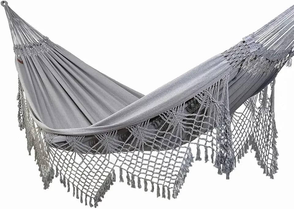 Rede de Dormir e Descanso Safira Casal Extra 100% Algodão Jaguaruana. (Cinza)