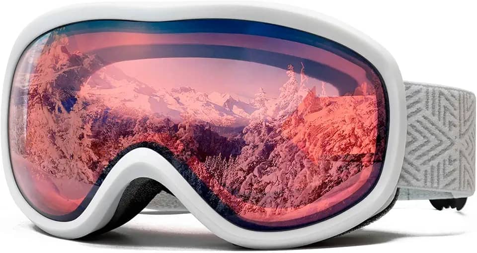 AVV Óculos de esqui OTG para homens e mulheres com lente de camada dupla anti-embaçamento, óculos de neve UV400 para snowboarding, snowmobile, patinação