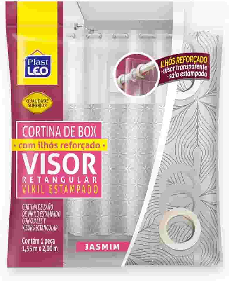 Cortina para Box Jasmim com Ilhós Visor Cristal (1,35x2,00m) | Plast Leo (Ref.642-J)