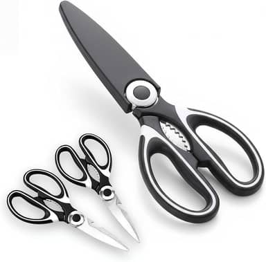 Tesoura de Cozinha Multiuso Premium Inox com Bainha Protetora Cortes Precisos Carne Frango Peixe Ervas Legumes Frutas Uso Profissional e Doméstico 21 cm