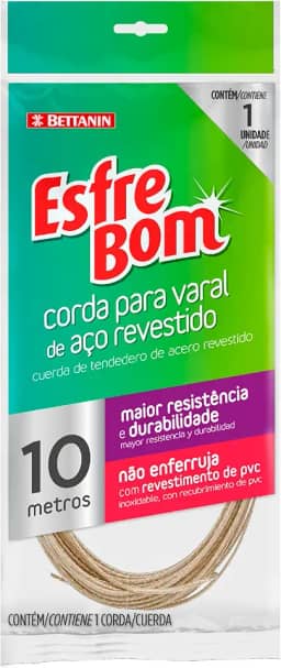 EsfreBom - Corda para Varal em Aço Revestido de 10 Metros, Cor Dourada, Bettanin