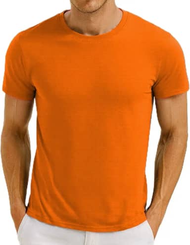 Camisetas masculinas de manga curta gola redonda cor sólida moda para uso casual e diário