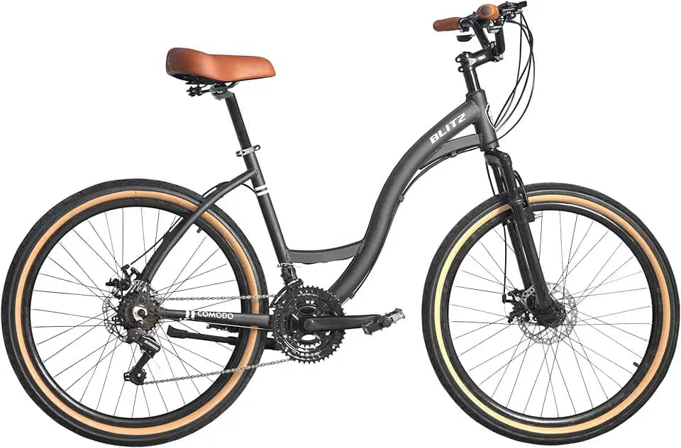 Kit Bicicleta BLITZ Aro 26 Comodo Alumínio Urbana SH 21v Freio á Disco + Bagageiro e Cadeado
