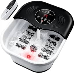 SPA4PIEDS Spa Para Os Pés Dobrável Com Controle De Calor, Bolhas, Luz Vermelha E Temperatura - Massageador Banho 8 Rolos Shiatsu, Temporizador Pedra-Pomes, Banheira Imersão Portátil Relaxamento Alív