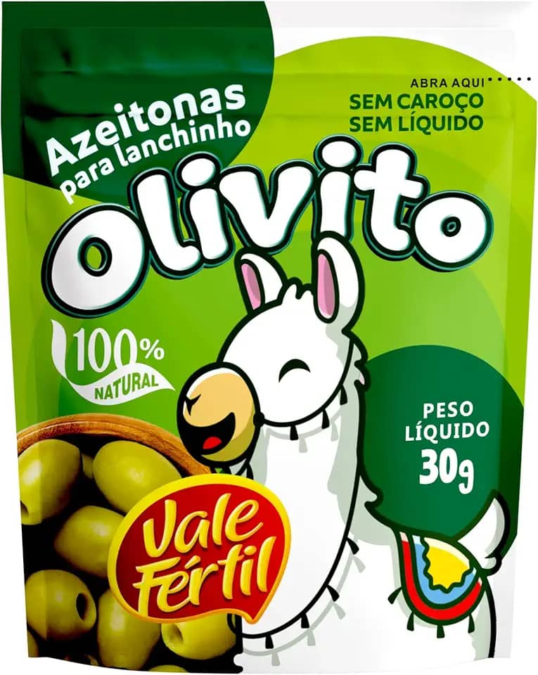 Snack Azeitonas Verdes Sem Caroço Infantil Olivito Sache 30g