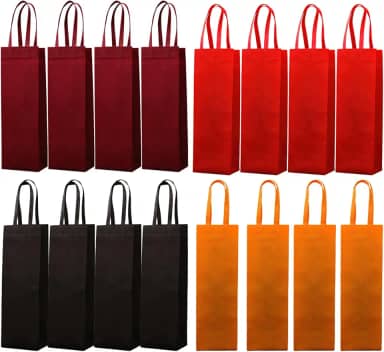 48 unidades de sacos de garrafa de vinho, conjunto para garrafas individuais, 12 de tecido não tecido vermelho, laranja, bordô, café