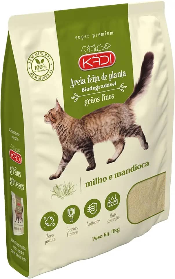 Kädi Areia Biodegradavel, Grãos Finos 4Kg Milho e Mandioca
