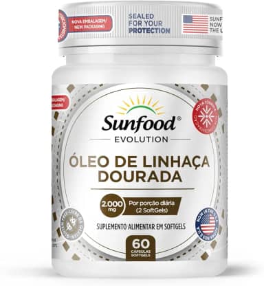 ÓLEO DE LINHAÇA DOURADA 2.000MG 60 SOFTGELS SUNFOOD EVOLUTION