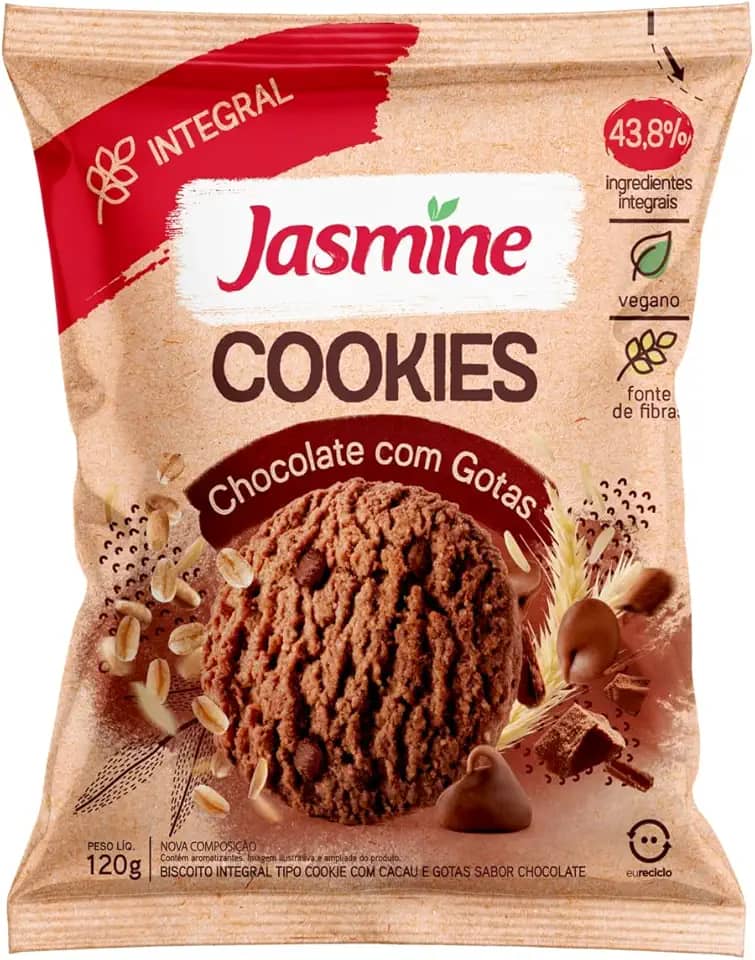 Jasmine Cookies de Chocolate com Gostas Integral 120g